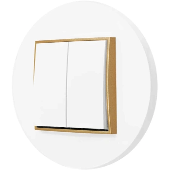 Włącznik podwójny z ramką okrągłą seria MINI kolor biały mat/złoty