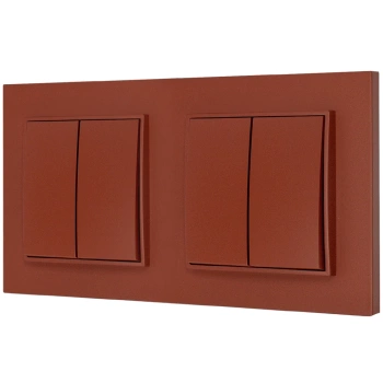 Dwa włączniki podwójne z ramką kwadratową seria MINI kolor terakota
