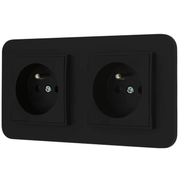 Dwa gniazda pojedyncze z ramką zaokrągloną seria MINI kolor czarny