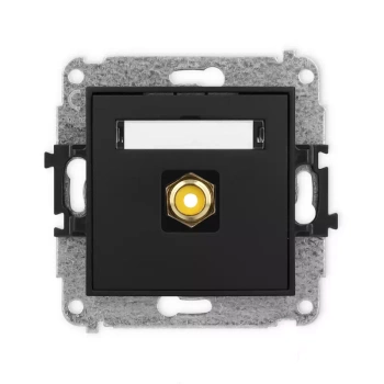 Mechanizm gniazda pojedynczego RCA typu cinch - żółty, pozłacany Karlik seria MINI 12MGRCA-1 kolor czarny mat