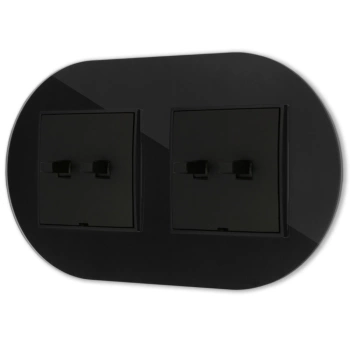 Dwa włączniki podwójne w stylu USA ramka okrągła efekt szkła seria ICON kolor czarny