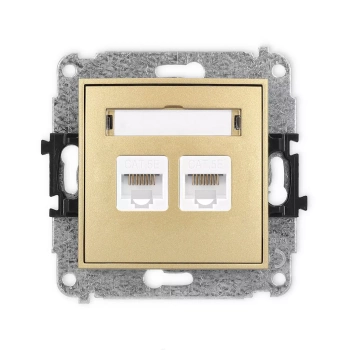 Mechanizm gniazda komputerowego podwójnego 2xRJ45, kat. 5e, 8-stykowy Karlik seria ICON 29IGK-2 kolor złoty
