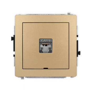 Mechanizm gniazda komputerowego pojedynczego 1xRJ45, kat. 6, ekranowany, 8-stykowy, bez pola opisowego Karlik seria DECO 8DGKBO-5 kolor złoty metalik