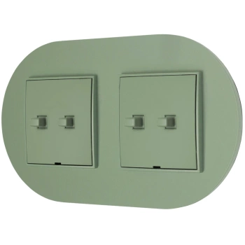 Dwa włączniki podwójne w stylu USA ramka okrągła seria Mini kolor szałwiowy