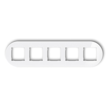 Ramka uniwersalna pięciokrotna okrągła - efekt szkła ramka: biała spód: biały Karlik seria ICON 0-0-IRSO-5 kolor biały