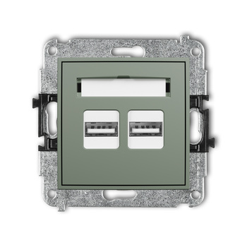 Mechanizm ładowarki USB podwójnej 2xUSB A, 15,5W max., 5V, 3.1A Karlik seria ICON 61ICUSB-6 kolor szałwiowy