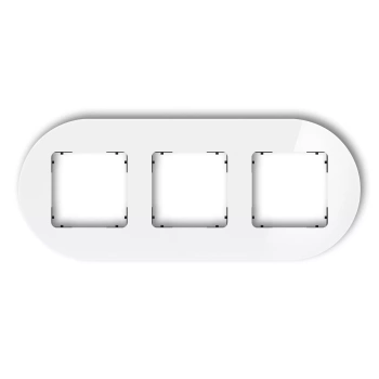 Ramka uniwersalna potrójna okrągła - efekt szkła ramka: biała; spód: czarny Karlik seria ICON 0-12-IRSO-3 kolor biały