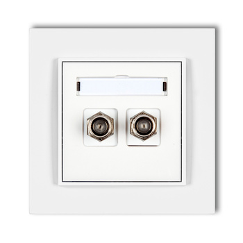 Gniazdo antenowe 2x z ramką karlik mini kolor biały