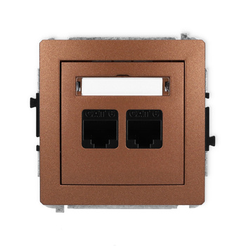 Mechanizm gniazda komputerowego podwójnego 2xRJ45, kat. 6, 8-stykowy Karlik seria DECO 9DGK-4 kolor brązowy metalik