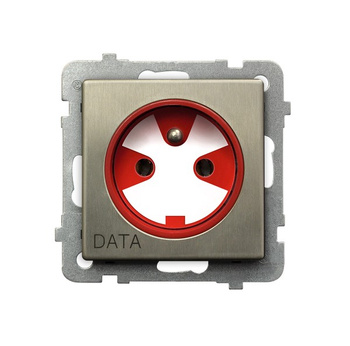 Gniazdo pojedyncze z uziemieniem DATA z kluczem uprawniającym seria SONATA NOWE SREBRO kolor Nowe srebro symbol GP-1RMZK/m/44