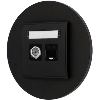 Gniazdo rj45/antenowe z ramką okrągłą seria MINI kolor czarny mat