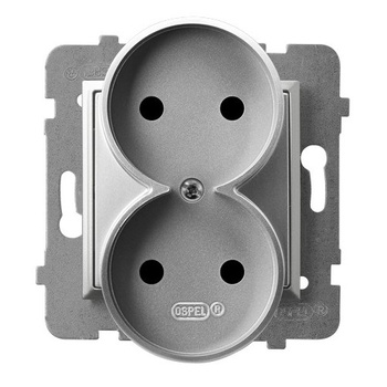 Gniazdo podwójne moduł bez ramki seria ARIA kolor Srebro symbol GP-2UR/m/18