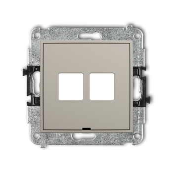 Mechanizm gniazda multimedialnego podwójnego bez modułu, bez pola opisowego standard Keystone Karlik seria ICON 60IGMBO-2P kolor taupe