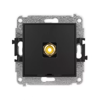 Mechanizm gniazda pojedynczego RCA, bez pola opisowego typu cinch - żółty, pozłacany Karlik seria ICON 12IGRCABO-1 kolor czarny mat