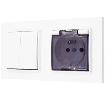 Włącznik z gniazdkiem hermetycznym kolor biały 18