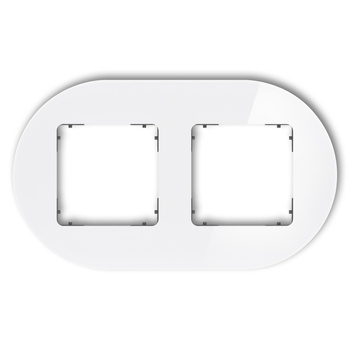 Ramka uniwersalna podwójna okrągła - efekt szkła ramka: biała spód: grafitowy mat Karlik seria ICON 0-28-IRSO-2 kolor biały