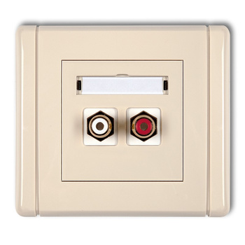 Gniazdo podwójne RCA typu cinch - biały i czerwony, pozłacane Karlik seria FLEXI 1FGRCA-2 kolor beżowy