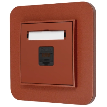 Gniazdo internetowe rj45 1x z ramką zaokrągloną seria MINI kolor terakota