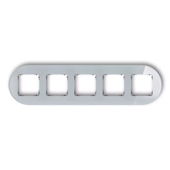 Ramka uniwersalna pięciokrotna okrągła - efekt szkła ramka: szara; spód: czarny Karlik seria ICON 15-12-IRSO-5 kolor szary