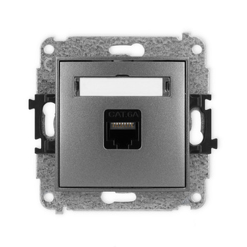 Mechanizm gniazda komputerowego pojedynczego 1xRJ45, kat. 6A, 8-stykowy Karlik seria ICON 11IGK-7 kolor grafitowy