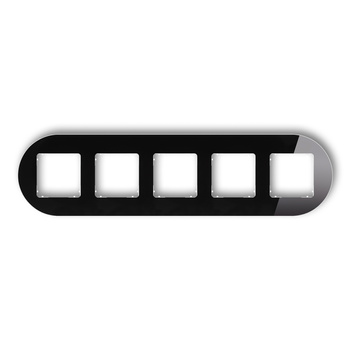 Ramka uniwersalna pięciokrotna okrągła - efekt szkła ramka: czarna spód: biały Karlik seria ICON 12-0-IRSO-5 kolor czarny