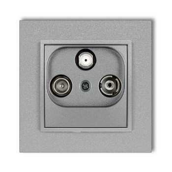 Gniazdo rtv-sat końcowe z ramką mini kolor srebrny