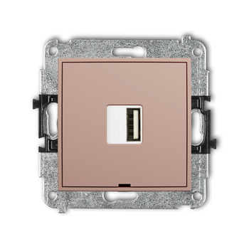 Mechanizm ładowarki USB pojedynczej USB A, 10W max., 5V, 2A, bez pola opisowego Karlik seria ICON 62ICUSBBO-3 kolor łososiowy