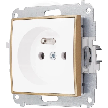 Gniazdo pojedyncze bez ramki karlik mini kolor biały/złoty