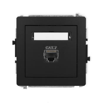 Mechanizm gniazda komputerowego pojedynczego 1xRJ45, kat. 7, ekranowany, 8-stykowy Karlik seria DECO 12DGK-9 kolor czarny mat