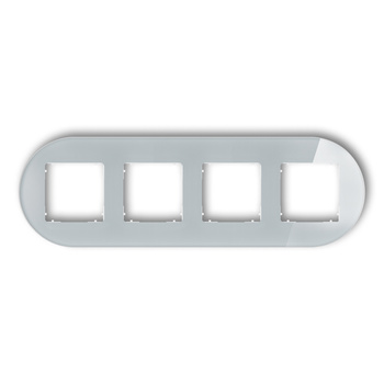 Ramka uniwersalna poczwórna okrągła - efekt szkła ramka: szara spód: biały Karlik seria ICON 15-0-IRSO-4 kolor szary