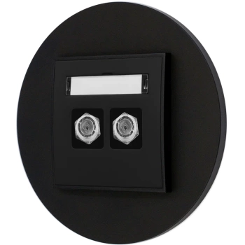 Gniazdo antenowe 2x z ramką okrągłą seria MINI kolor czarny mat