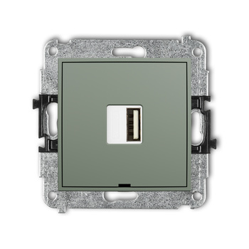 Mechanizm ładowarki USB pojedynczej USB A, 10W max., 5V, 2A, bez pola opisowego Karlik seria ICON 61ICUSBBO-3 kolor szałwiowy