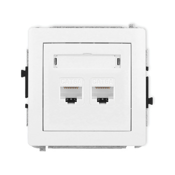 Mechanizm gniazda komputerowego podwójnego 2xRJ45, kat. 6A, 8-stykowy Karlik seria DECO 25DGK-8 kolor biały mat