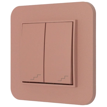 Włącznik schodowy podwójny z ramką zaokrągloną seria MINI kolor łososiowy