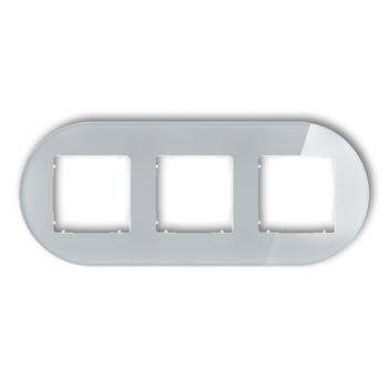 Ramka uniwersalna potrójna okrągła - efekt szkła ramka: szara spód: biały Karlik seria ICON 15-0-IRSO-3 kolor szary