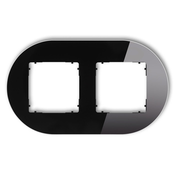 Ramka uniwersalna podwójna okrągła - efekt szkła ramka: czarna spód: czarny Karlik seria ICON 12-12-IRSO-2 kolor czarny