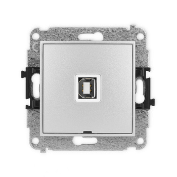 Mechanizm gniazda pojedynczego USB A-B 2.0, bez pola opisowego Karlik seria ICON 7IGUSBBO-3 kolor srebrny metalik