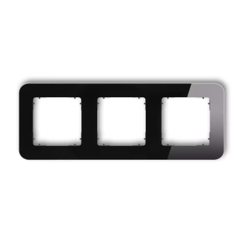 Ramka uniwersalna potrójna zaokrąglona - efekt szkła ramka: czarna; spód: grafitowy mat Karlik seria ICON 12-28-IRSZ-3 kolor czarny