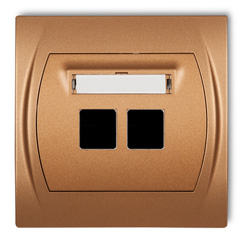 Gniazdo multimedialne podwójne bez modułu standard Keystone Karlik seria LOGO 8LGM-2P kolor złoty metalik