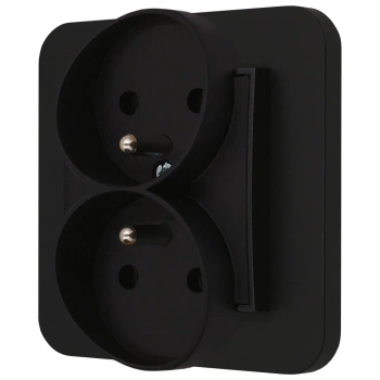 Gniazdo podwójne z ramką zaokrągloną seria MINI kolor czarny