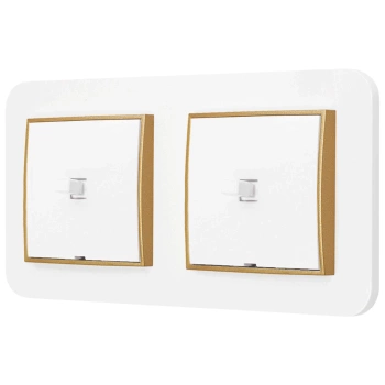 Dwa włączniki pojedyncze w stylu USA ramka zaokrąglona seria Mini kolor biały mat/złoty