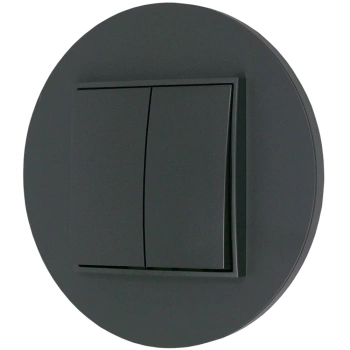 Włącznik podwójny z ramką okrągłą seria MINI kolor grafitowy mat