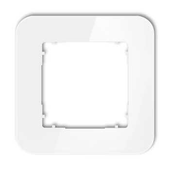 Ramka uniwersalna pojedyncza zaokrąglona - efekt szkła ramka: biała; spód: biały Karlik seria ICON 0-0-IRSZ-1 kolor biały