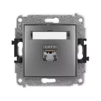 Mechanizm gniazda komputerowego pojedynczego 1xRJ45, kat. 5e, ekranowany, 8-stykowy Karlik seria MINI 11MGK-1e kolor grafitowy