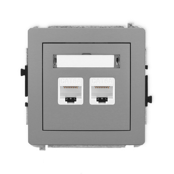 Mechanizm gniazda komputerowego podwójnego 2xRJ45, kat. 6A, 8-stykowy Karlik seria DECO 27DGK-8 kolor szary mat