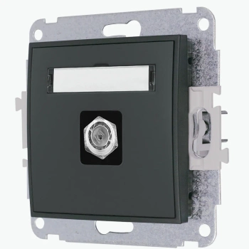 Mechanizm gniazda antenowego pojedynczego typu F SAT niklowany Karlik seria MINI 28MGF-1 kolor grafitowy mat