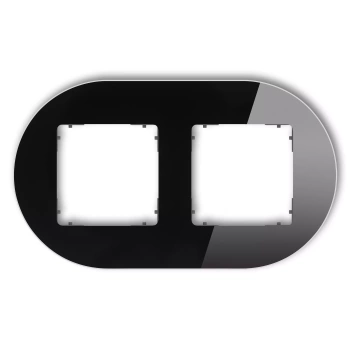 Ramka uniwersalna podwójna okrągła - efekt szkła ramka: czarna; spód: grafitowy mat Karlik seria ICON 12-28-IRSO-2 kolor czarny