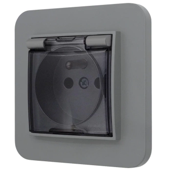 Gniazdo hermetycze z ramką zaokrąglona seria MINI kolor szary mat