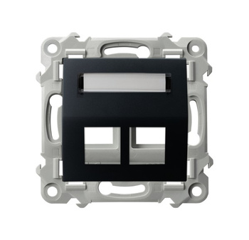 Obudowa gniazda podwójnego typu Keystone skośna seria SZAFIR kolor Czarny metalik symbol GPK-2ZS/p/33