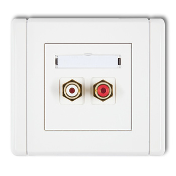 Gniazdo podwójne RCA typu cinch - biały i czerwony, pozłacane Karlik seria FLEXI FGRCA-2 kolor biały